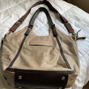 Storksak Leather Taupe Diaper Bag